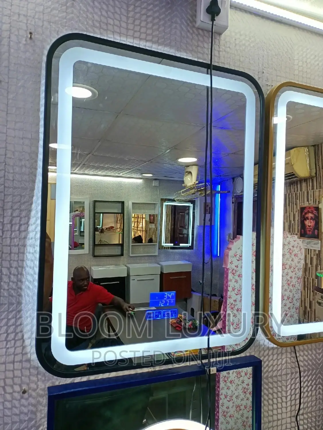 Black Framed Bluetooth LED Mirror