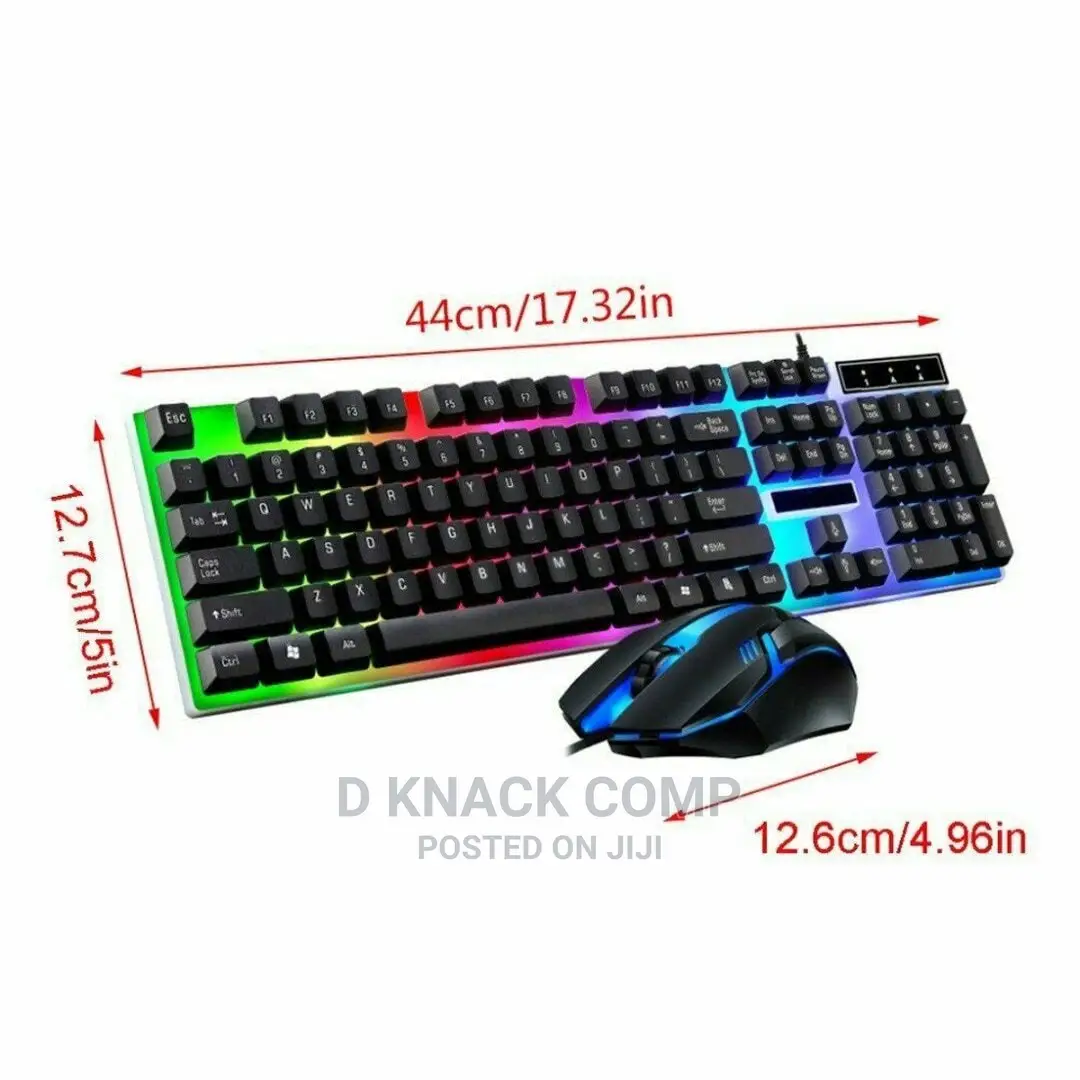 Wired Mechanical Keyboard Gaming Mouse Set, USB, With LED