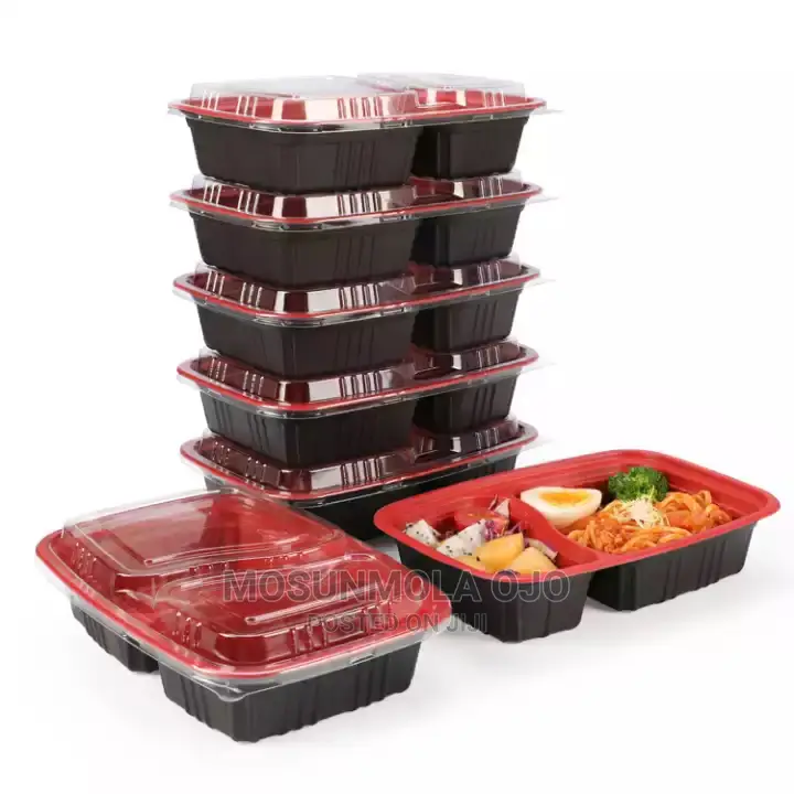 2 Compartment Disposable Food Container Wit Clear Lid~1000ml