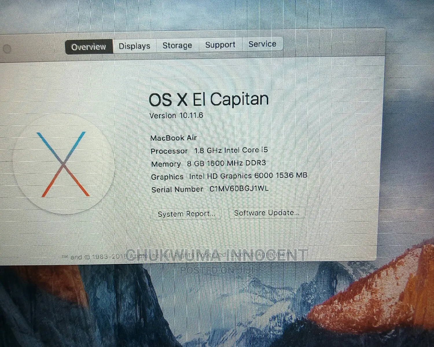 Laptop Apple MacBook Air 2GB Intel Core 2 Duo SSD 128GB