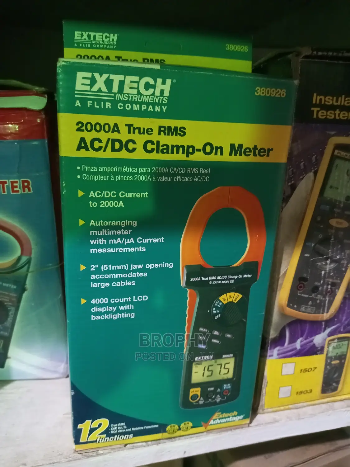 Extech 380926
True-RMS AC/DC Clamp Meter 2000A AC/DC