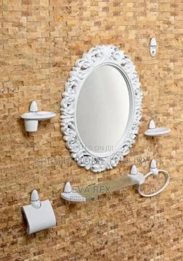 Decorative Wall Mirror With Bathroom Accessories (White)