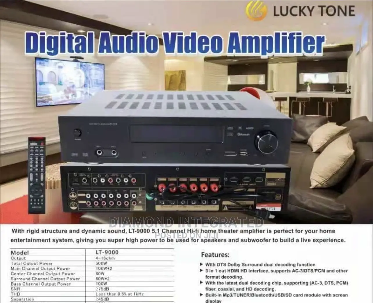 2500 Cinema Bluetooth Amplifier With 4 HDMI Input