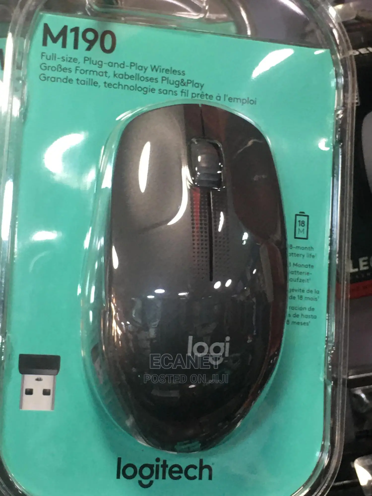 Logitech Wireless Mouse M190 - Full Size Ambidextrous Curve