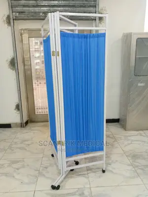 Ward Screen 4 Fold With Blue Curtain