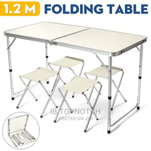 1.2m Portable Aluminum Alloy Folding Table With 4 Chairs