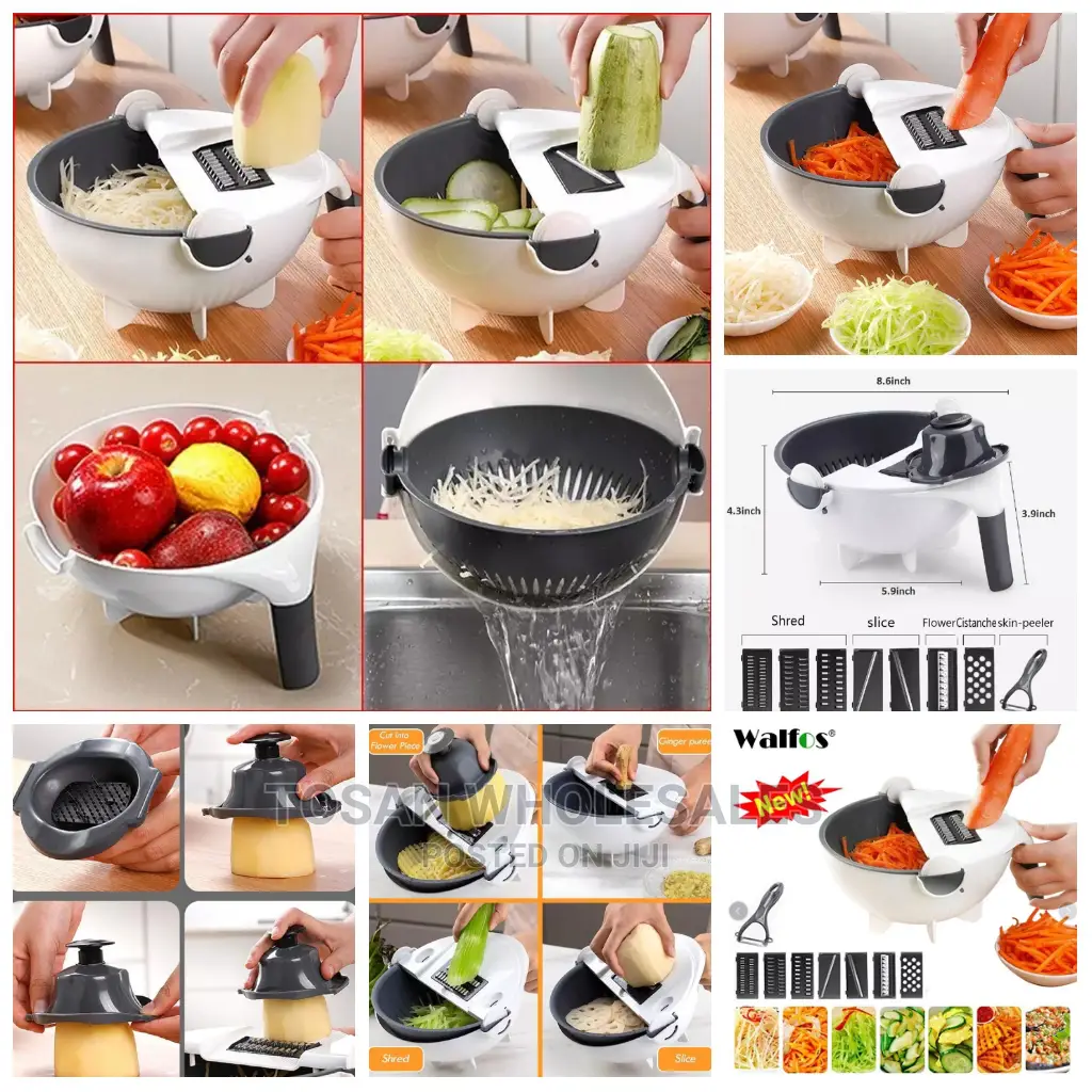 9 in 1 Rotate Vegetable Cutter With Drain Basket