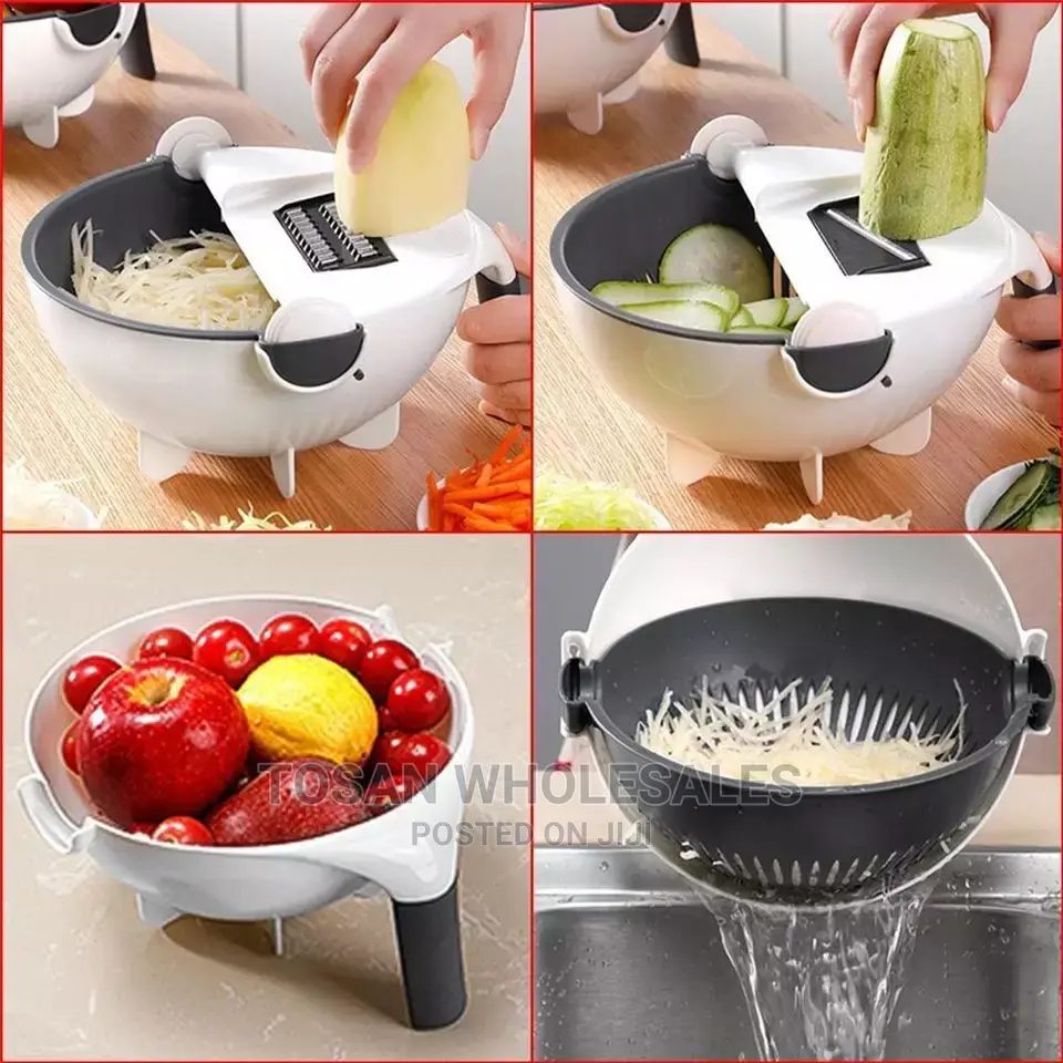 9 in 1 Rotate Vegetable Cutter With Drain Basket