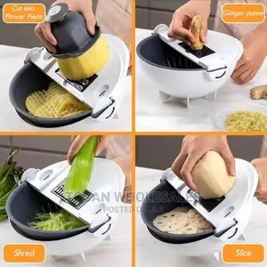 9 in 1 Rotate Vegetable Cutter With Drain Basket