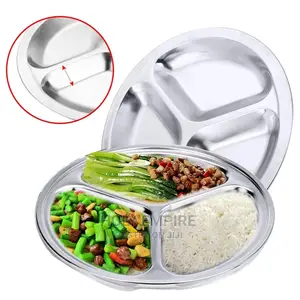 Stainless Steel Dinner Plate 3 Sections Round Divided Dishes