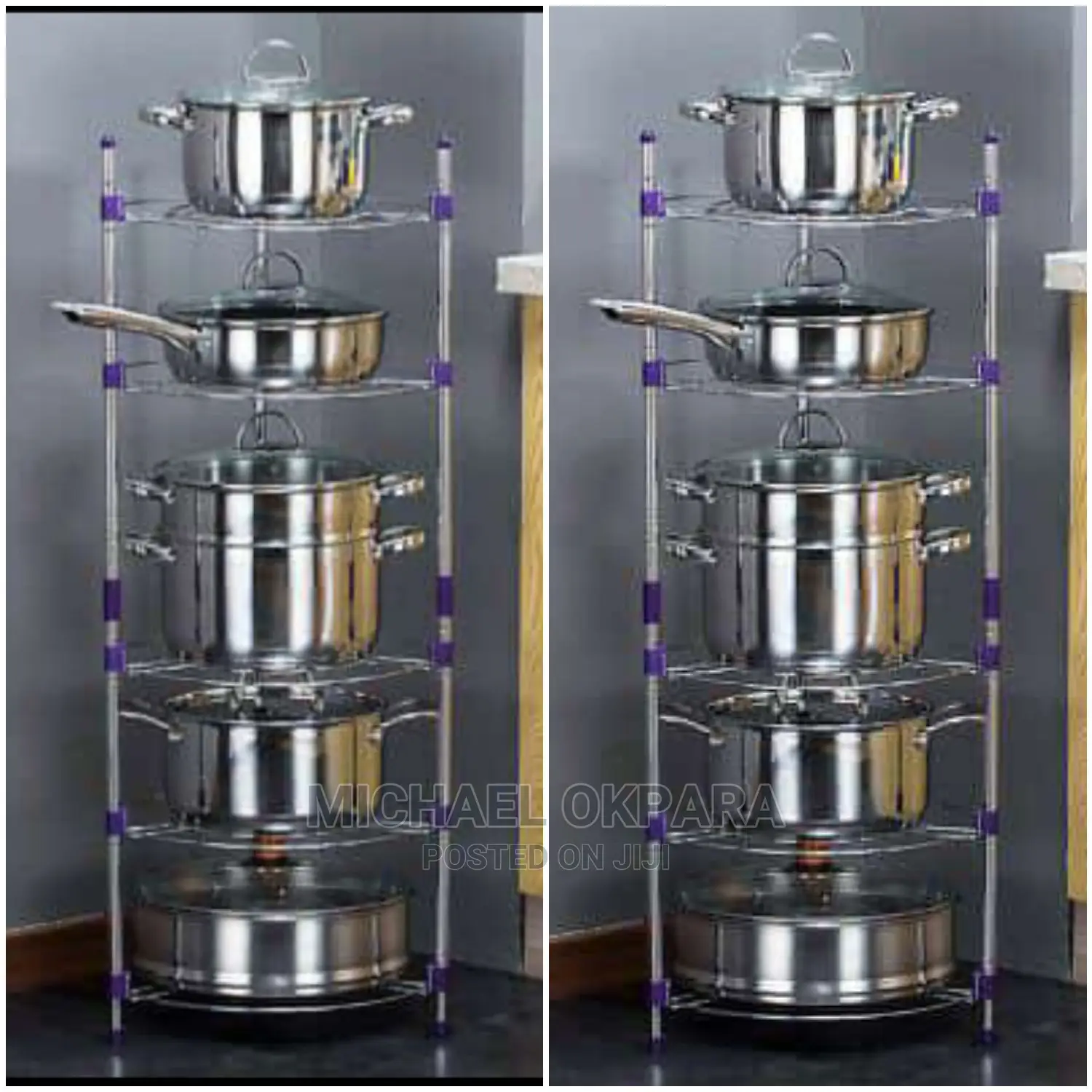 5 Steps Stainless Pot Stand/Storage Cart