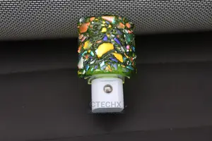 Handmade Dichronic Glass LED Night Light With Auto Green