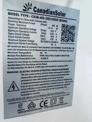 400watts Canadian Solar Panel Very Quality