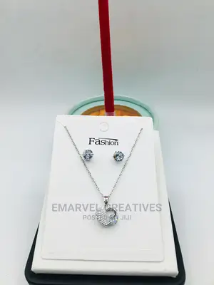 Non Tarnish Necklace With Heart Pendant and Earrings