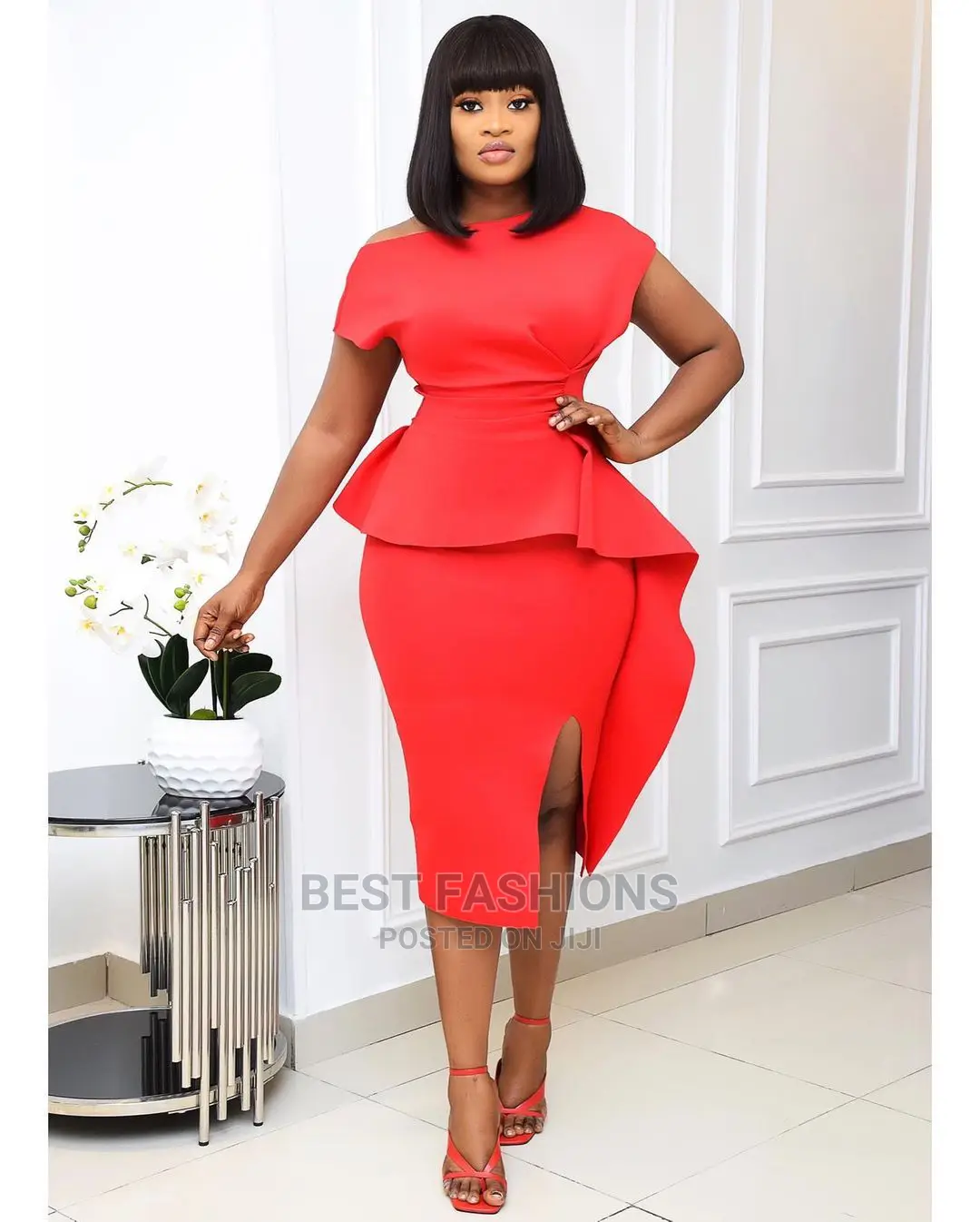Ladies Red Fitted Dress