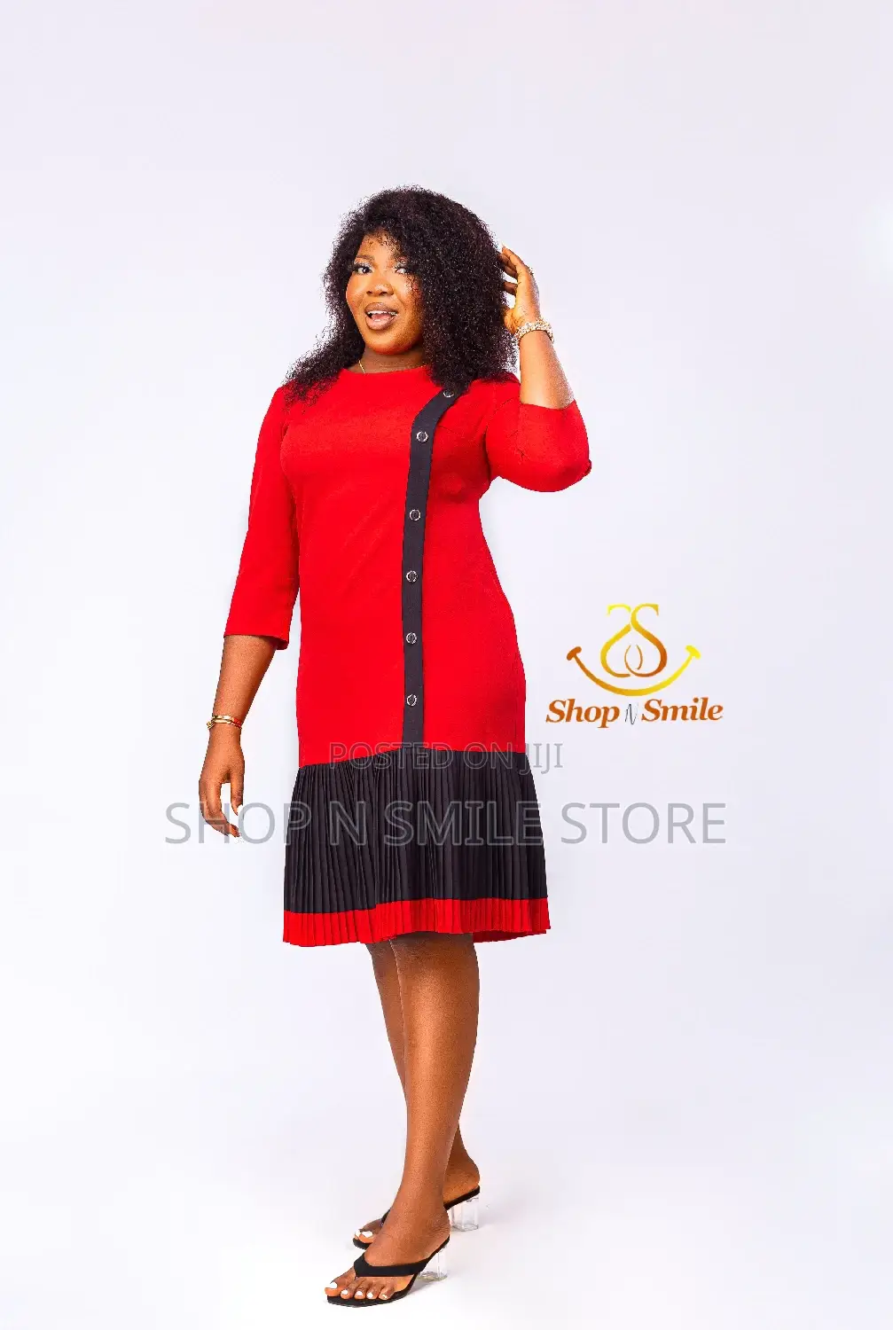 Red Flired Pleated Dress
