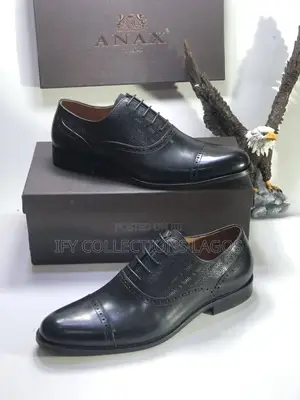 Luxury Italian Men's Black Leather Shoe.