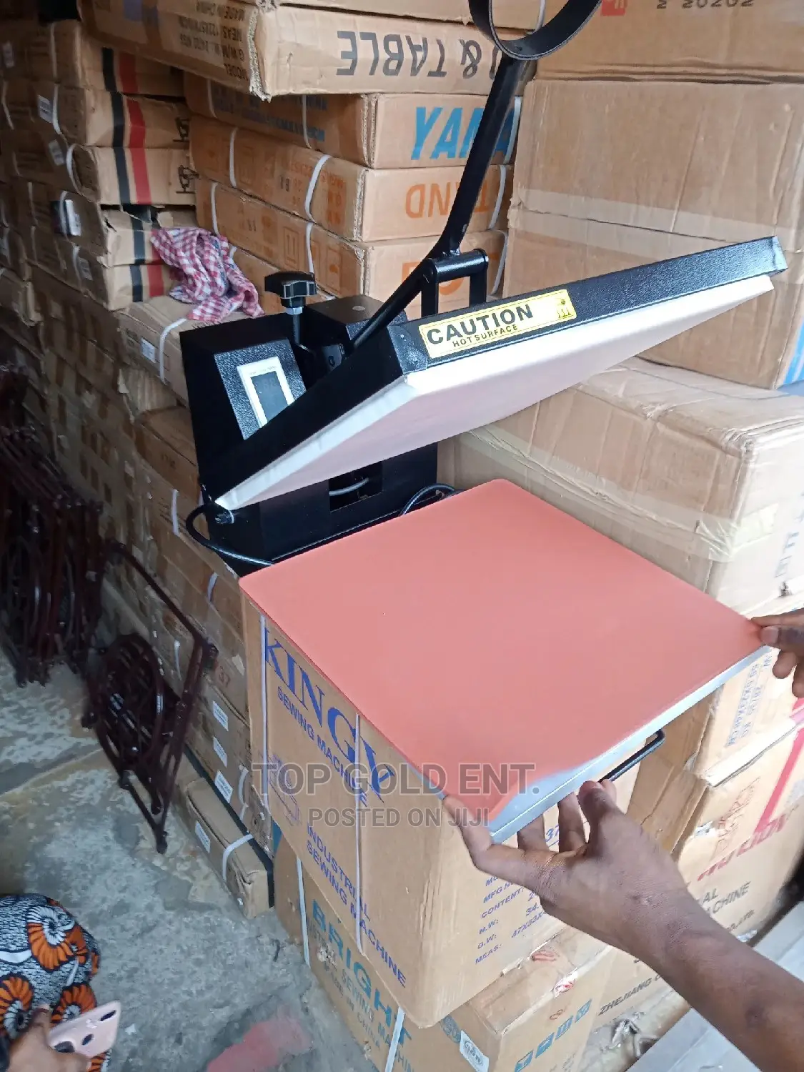 38” Heat Press/Stonning Machine.