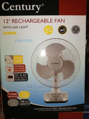 Century-12 Inch Rechargeable Table Fan With LED Light