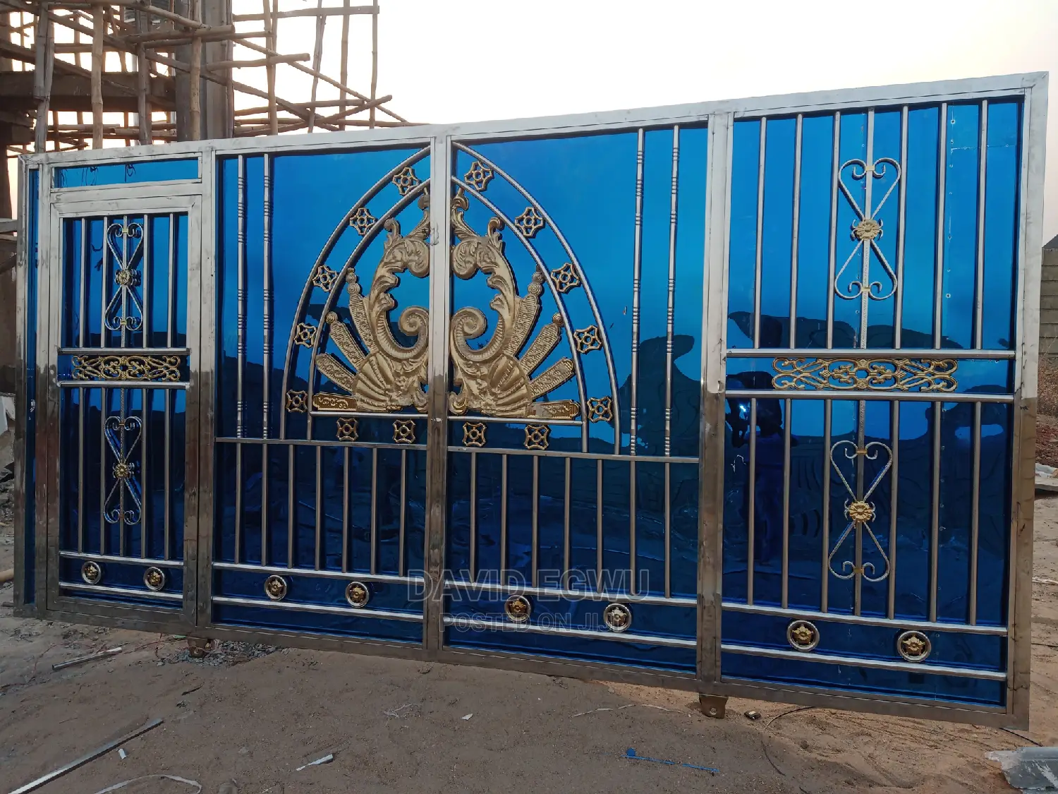 Stainless Gate With Gold Design