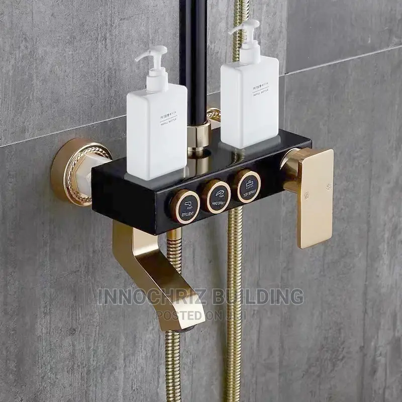 Black And Gold Button Shower
