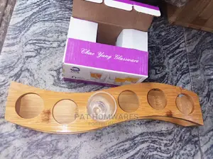 Tequila Shot Glasses And Wooden Rack