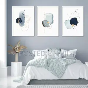 Modern Abstract Blue Dawn Sketch Canvas Painting