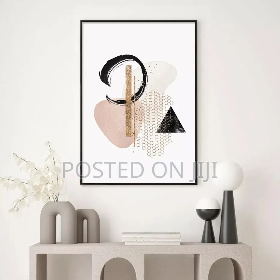 Abstract Geometric Graffiti Canvas Painting.