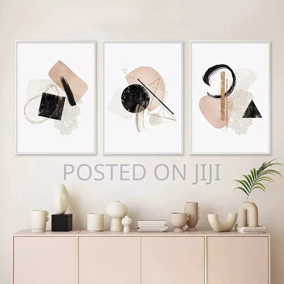 Abstract Geometric Graffiti Canvas Painting.