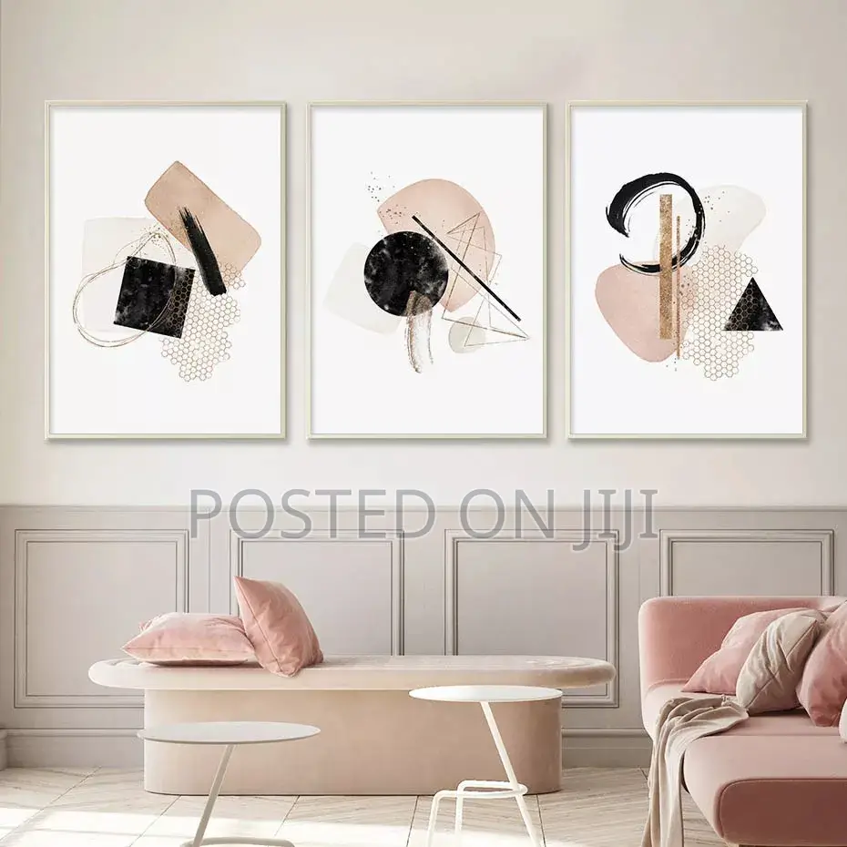 Abstract Geometric Graffiti Canvas Painting.