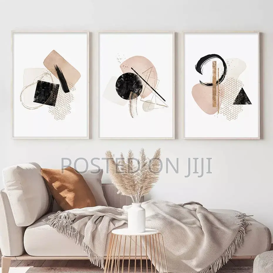 Abstract Geometric Graffiti Canvas Painting.
