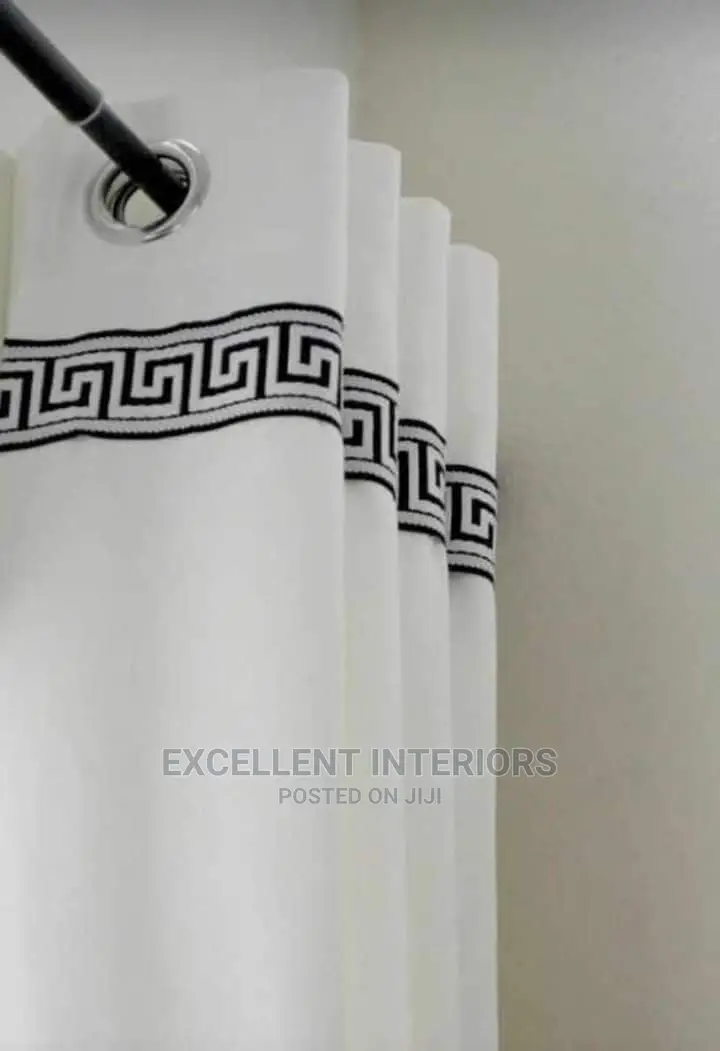 Plain White Versace Designed Curtains