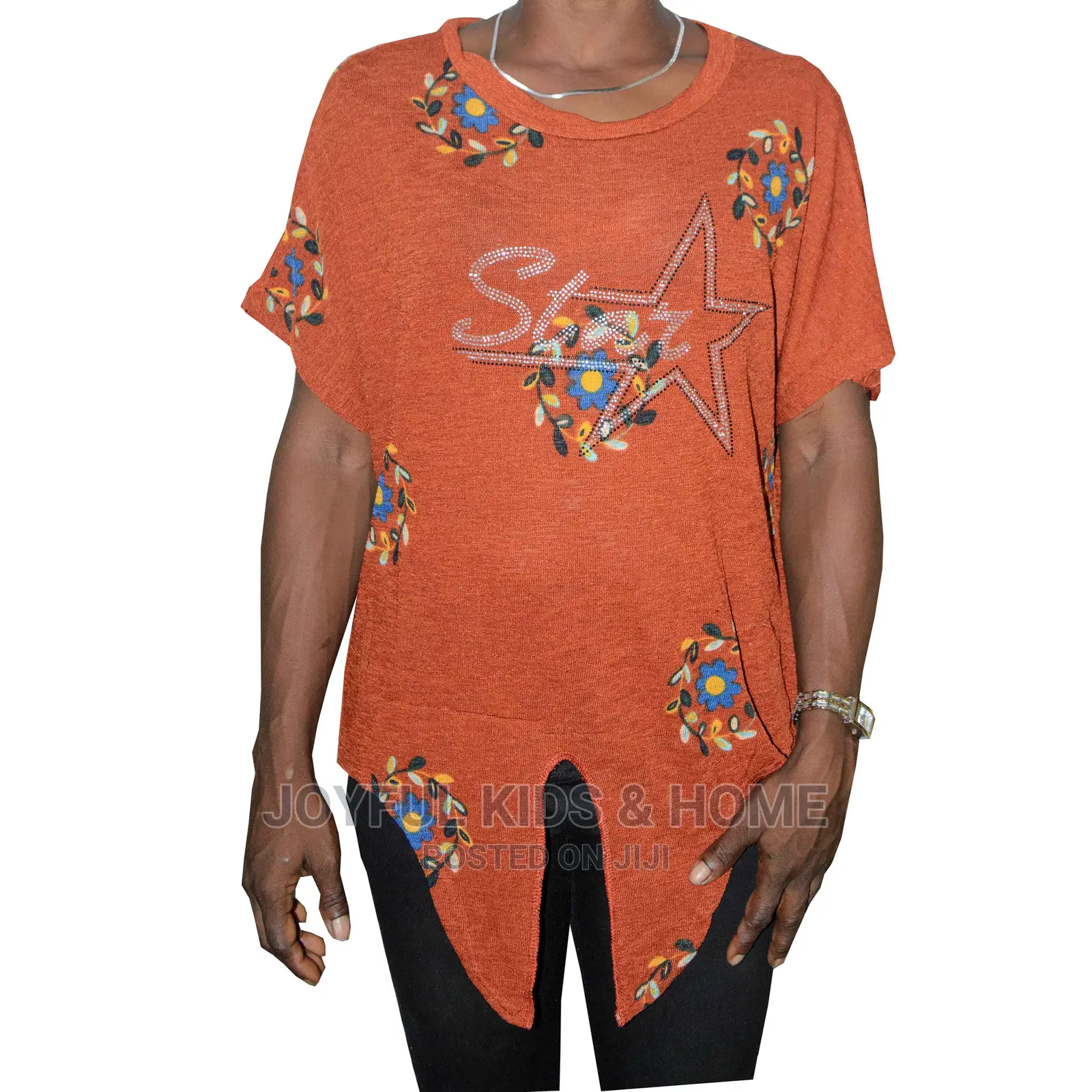 Mama Low Neck Short Sleeve Top-Multi