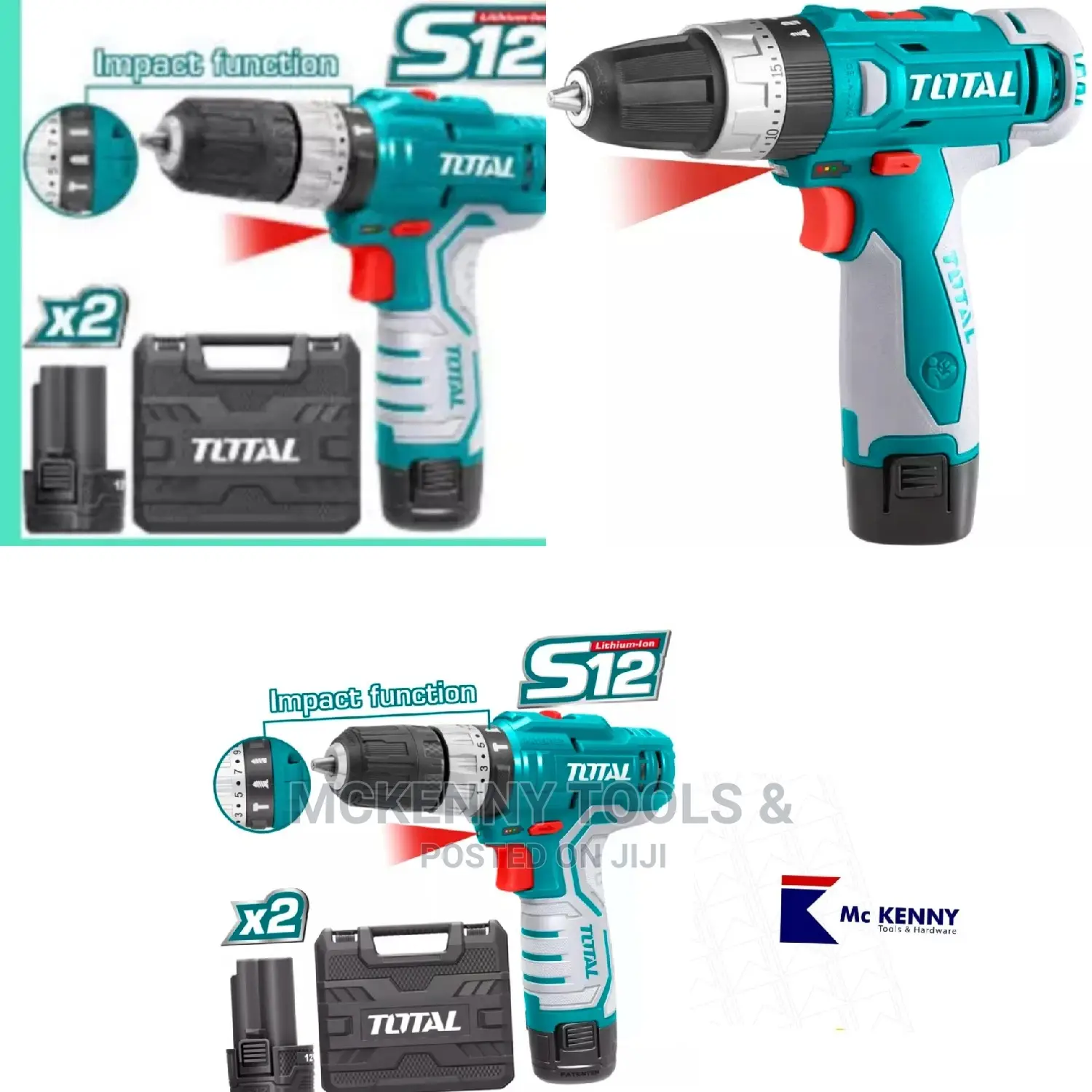 Total Tools Cordless Drill With Hammer (Tidli1232)