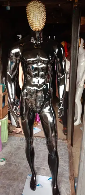 Huge Glossy Black Fibre Display Male Mannequin