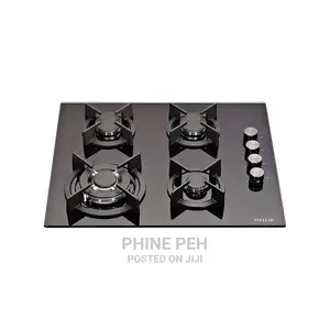 60cm Built-in 4 Burner Black Gas on Glass Hob Aut Batt Ignit