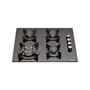 60cm Built-in 4 Burner Black Gas on Glass Hob Aut Batt Ignit