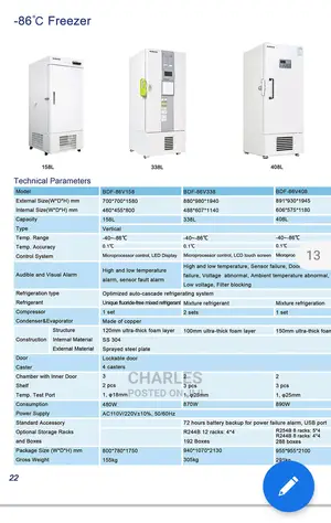 -86 Degree Ultra Low Temperature Freezer 338L Biobase