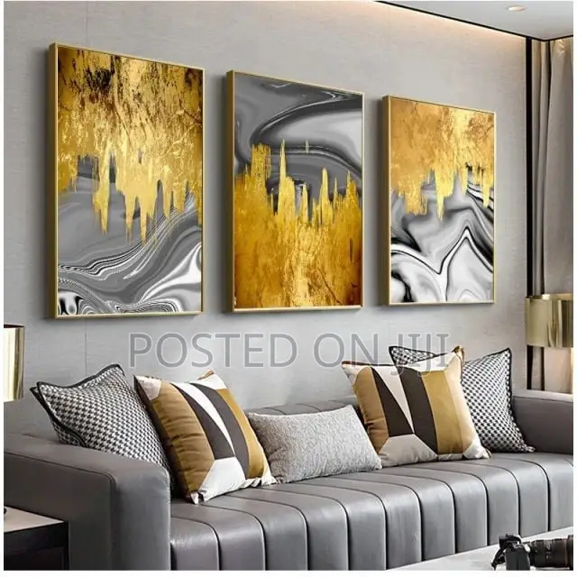 Abstract Gold and Grey Postes and Prints