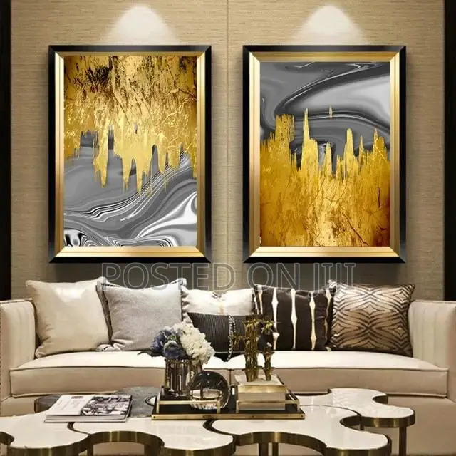 Abstract Gold and Grey Postes and Prints