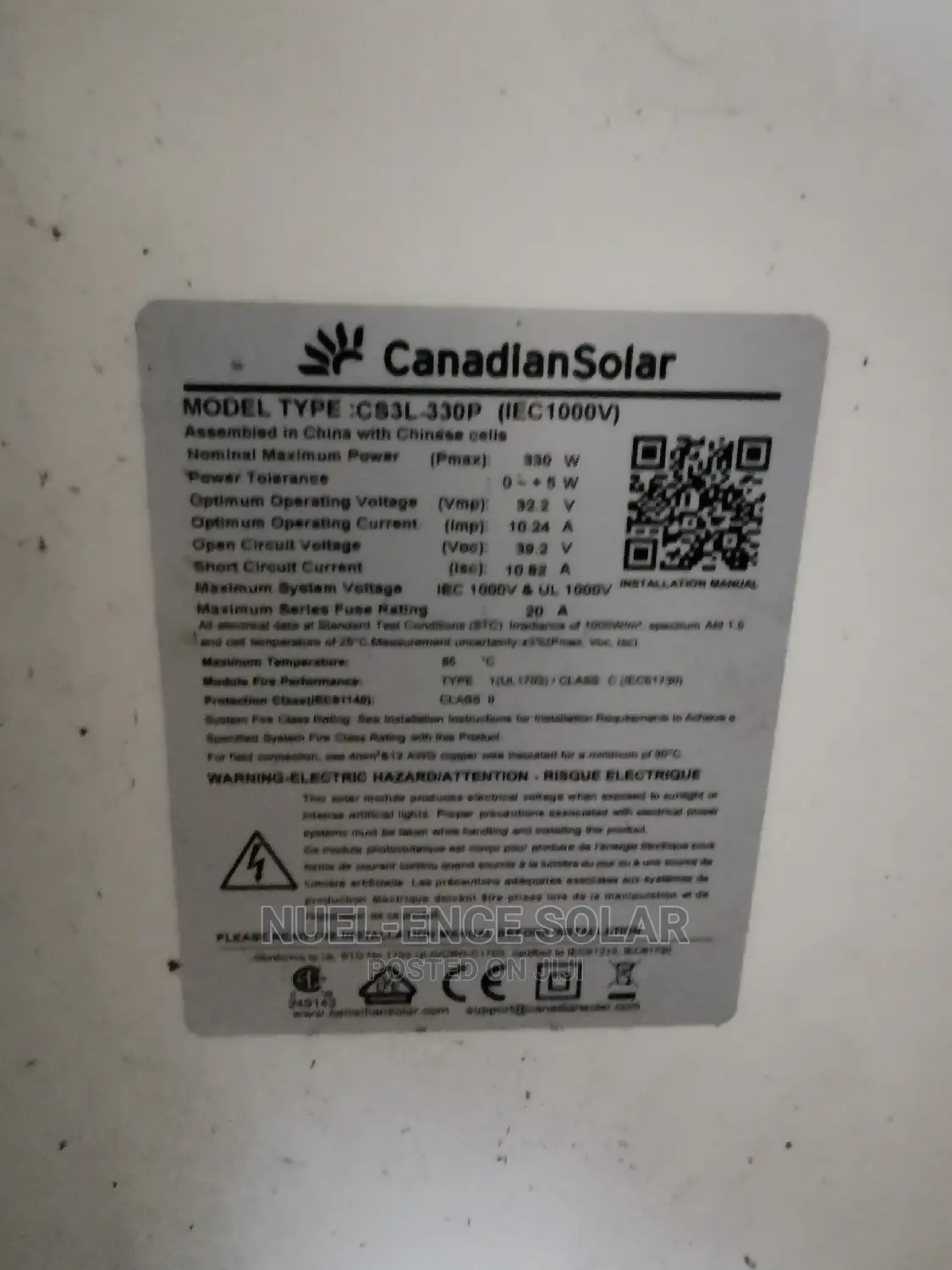 Canadan Panels 330w Monocrystalline