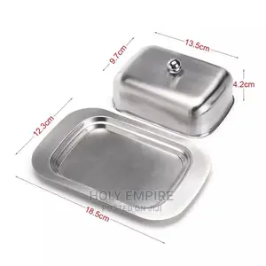 Stainless Butter Dish Box Container Cheese Server Storage