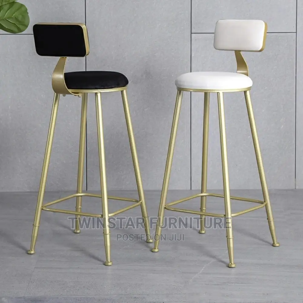 New Modern Golden Frame High Bar Stools With Back Rest