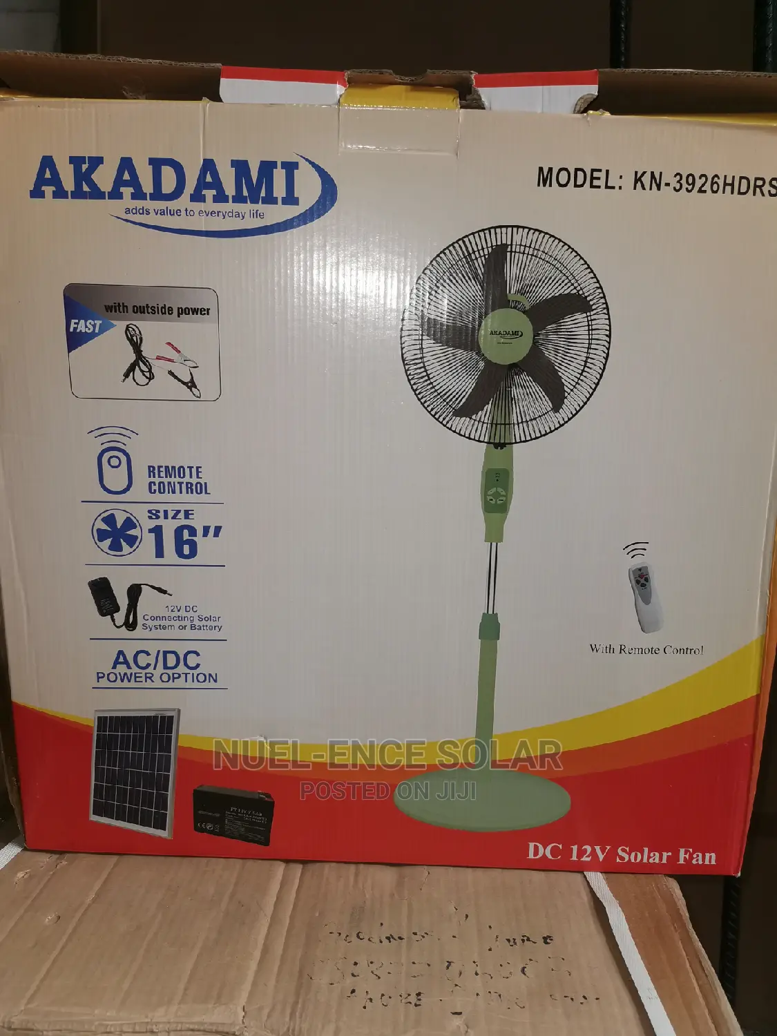 Akadami AC/DC 12v Solar Fan