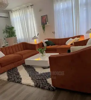 Set of Modern Strip Sofa With Center Table