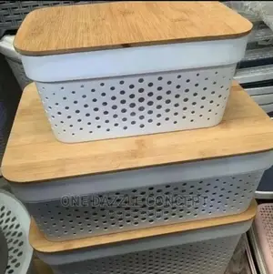 Pantry Storage Basket With Bamboo Lid