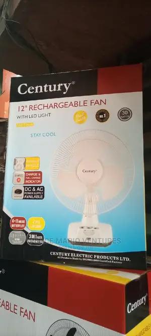 Century 12" Rechargeable Fan With One Year Warranty