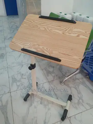 Overbed Table With Adjustable Height Tilt Top and Wheels