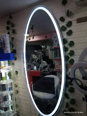 Round Salon Mirror With Lights and T.V