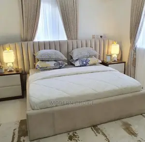6 by 6 Bed With One Bed Side and Ottoman Bench